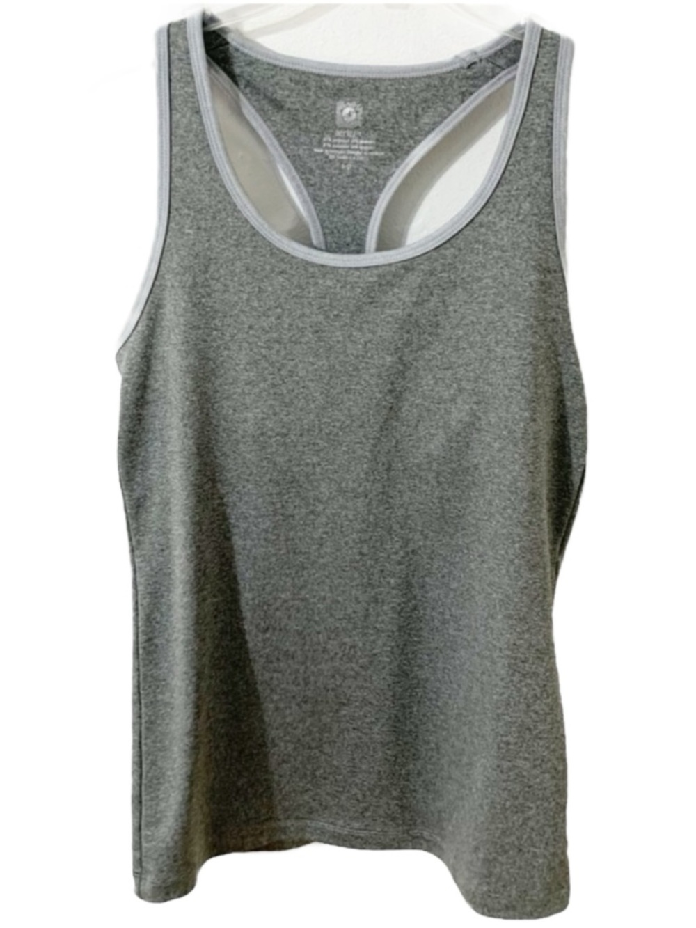 Aerie Fit Sleeveless Racerback Tee Built-In Bra Gray Contrasting Trim Size S